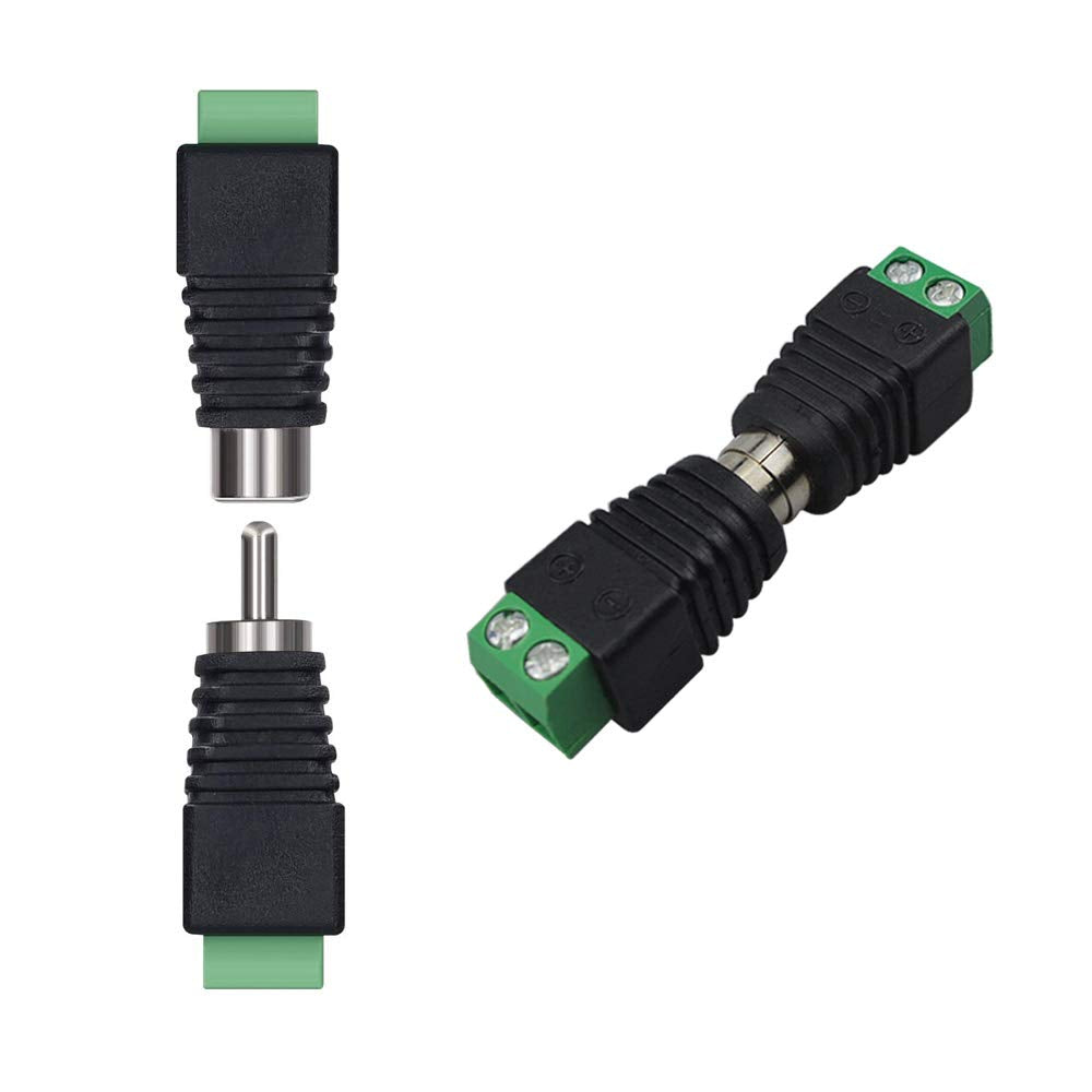 FULARR 20Pcs Professional RCA Connector Kit, 10 Pairs RCA Male Plug & Female Socket to AV Screw Terminal Block Audio Video Connector Adapter, for CCTV