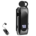 FashionLive Retractable Wireless Headset Headphone Stereo Earphone V5.0 Noise Cancelling Mic Clip on Earpiece Comfortable HandsFree Headset 20Hrs