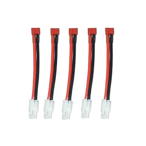 Yiqigou 5-Pack Deans Style T-Plug Female Connector to BigStyleTamiya Plug Male Connector Adapter Lead with 5CM 16AWG Cable for RC ESC Speed Controller