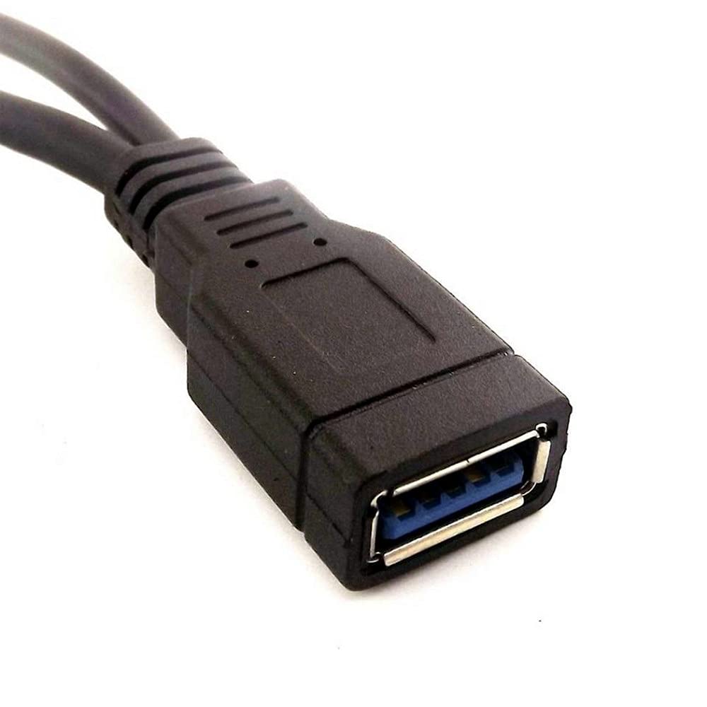 ALINNA Black USB 3.0 Female to Dual USB Male Extra Power Data Y Extension Cable Splitter Adapter for 2.5" Mobile Hard Disk