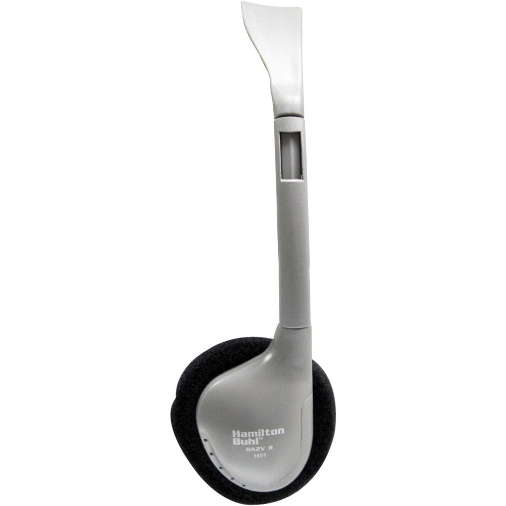 HamiltonBuhl HA2V SchoolMate On-Ear Stereo Headphone - Gray, In-Line Volume Control, Replaceable Foam Cushions, Adjustable Headband, 5 ft