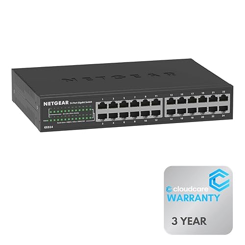 NETGEAR GS324 24-Port Gigabit Unmanaged Switch | ????????-??????-???????? ???????????????????????? | Desktop, Rack-Mountable, Wall-Mountable | Cloud Care's 3 Year Warranty