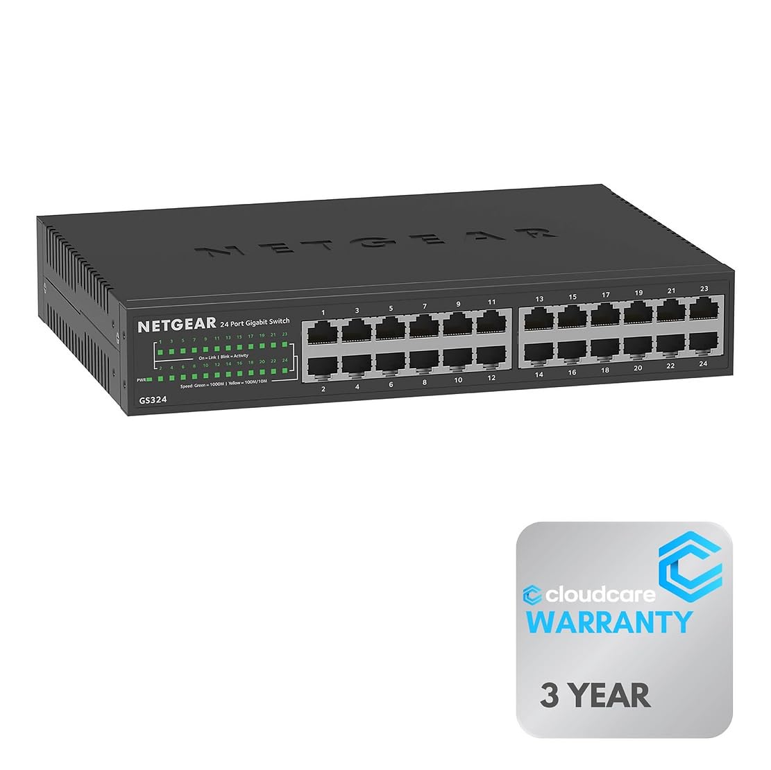 NETGEAR GS324 24-Port Gigabit Unmanaged Switch | ????????-??????-???????? ???????????????????????? | Desktop, Rack-Mountable, Wall-Mountable | Cloud Care's 3 Year Warranty