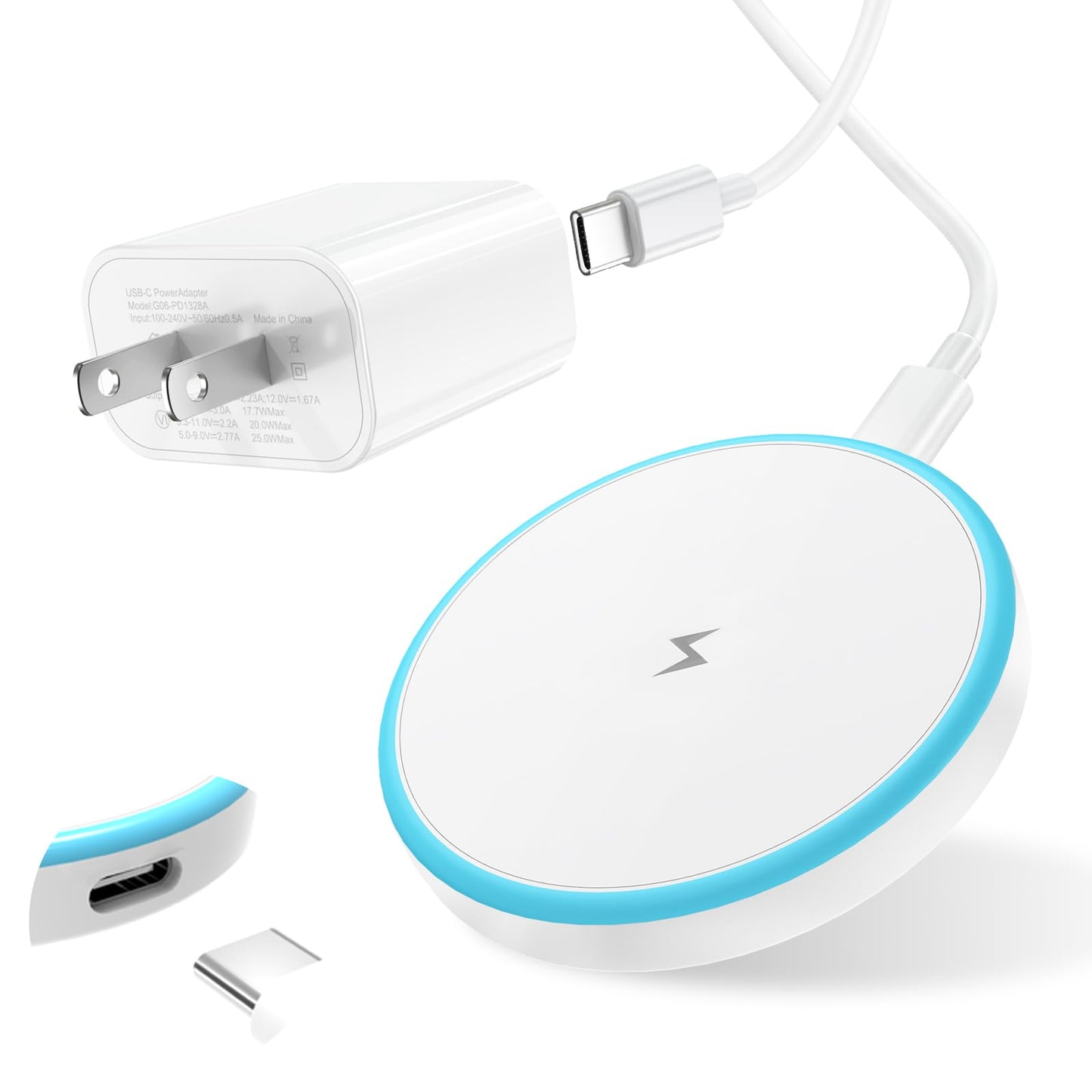 Magnetic Wireless Charger for iPhone 16 15 14 13 12 Series/AirPods 3/2/Pro 2/Pro - with 20W Power Adapter, 15W Wireless Mag-Safe Charging Pad and 6 FT