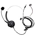 RJ11 Handsfree Call Center Corded Telephone Monaural Headset, Black