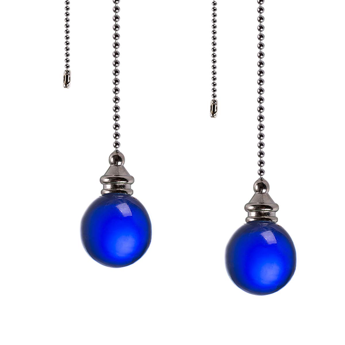 Ceiling Fan Pull Chain, 2pcs Blue 30mm Diameter Crystal Ball Fan Pull Chain, 20 Inches Fan Pulls Set with Connector Ceiling Fan Pull Chain Ornaments