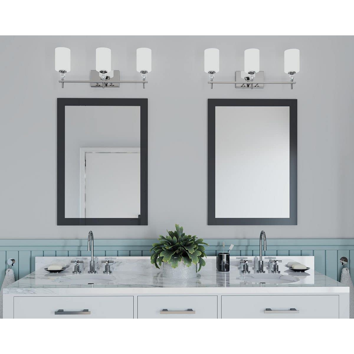 Progress Lighting Status Collection 3-Light Etched Linen Glass Coastal Bath Vanity Light Polished Chrome