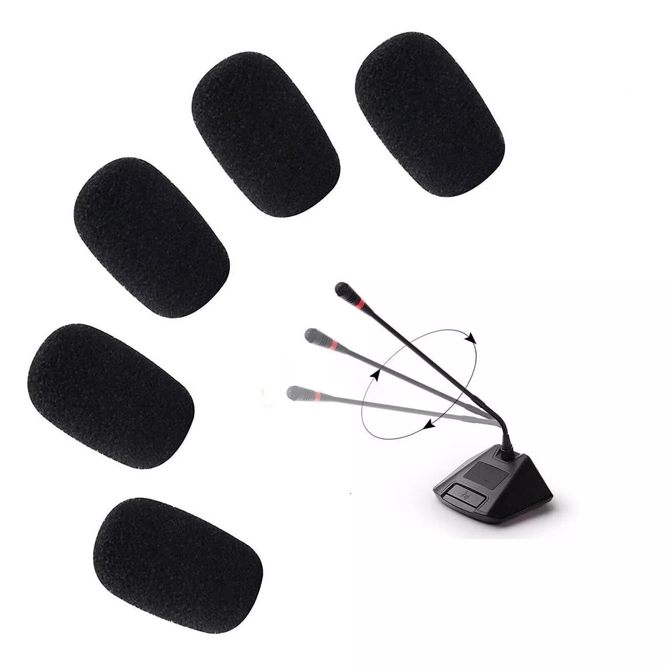 5 Pack Black Replacement Microphone Sponge Wind Shield Windscreen Foam Cover for Microphone Windscreen for Shure CVG18-B/C Gooseneck Condenser Mic
