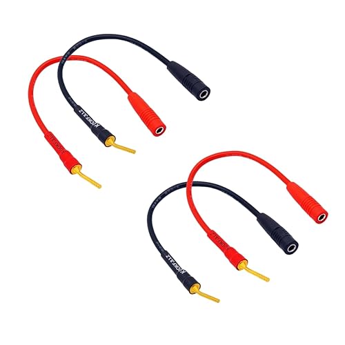 KOOKFJLLZ 2mm to 4mm Banana Plug Adapter Cable - Speaker Wire Connectors with Gold Plated Contacts, 8 Inch Audio Adapter for Amplifiers and Home