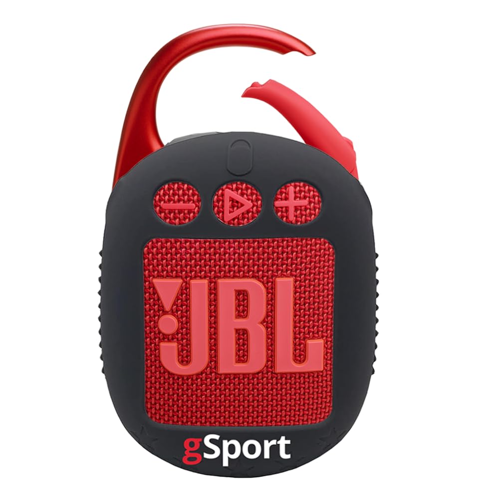 JBL Clip 5 Ultra Portable Bluetooth Speaker with gSport Silicone Sleeve (Red)