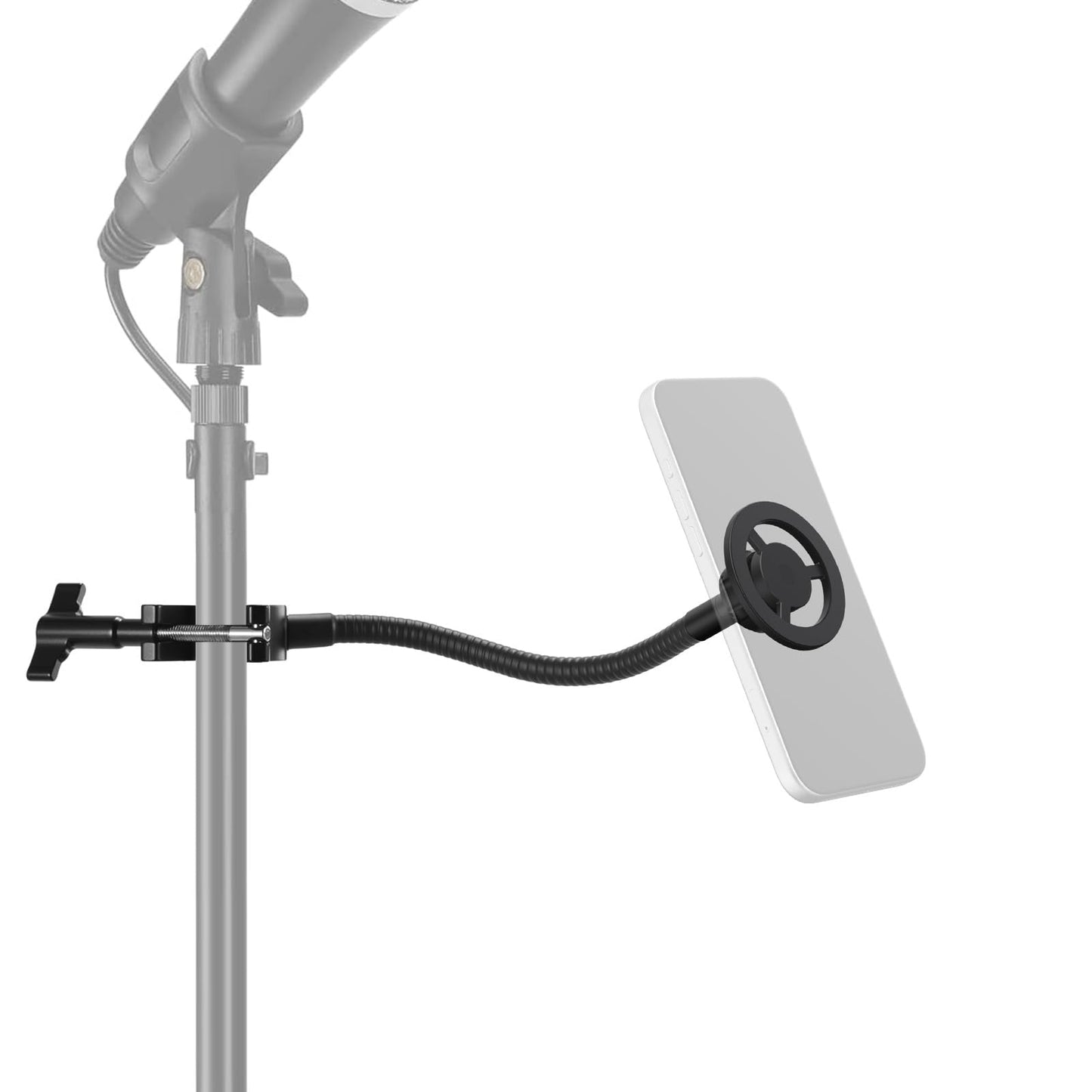 NEEWER BASICS Magnetic Phone Holder for Mic Stand with Flexible Tube, Magnet Adjustable Boom Pole Arm Mount Compatible with iPhone Android Samsung for