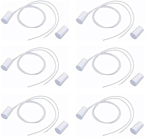 GDQLCNXB 6Sets Magnetic Reed Switch RC-33 NC Recessed Wired Window Door Contact Sensor Alarm (White Normally Closed