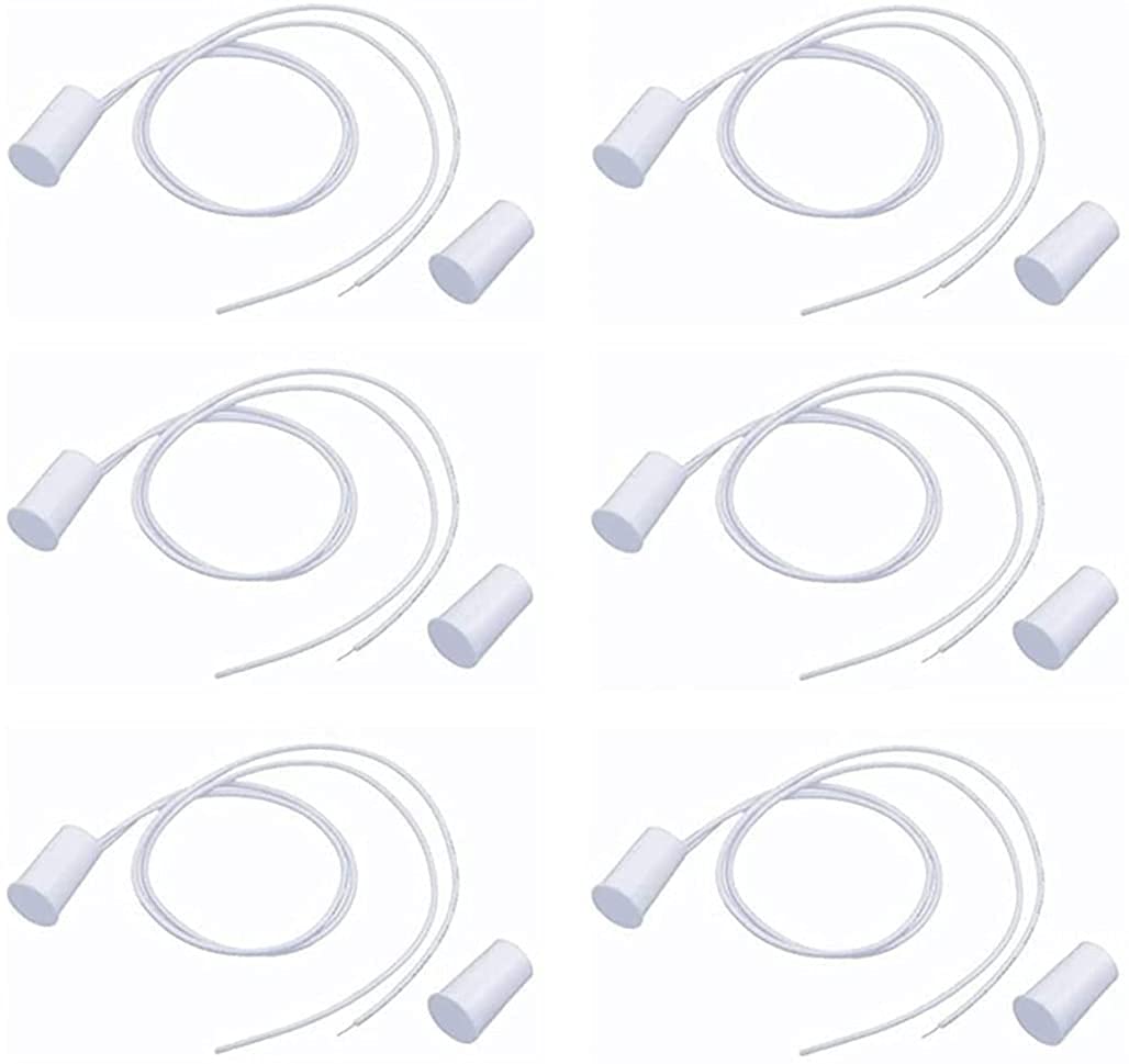 GDQLCNXB 6Sets Magnetic Reed Switch RC-33 NC Recessed Wired Window Door Contact Sensor Alarm (White Normally Closed