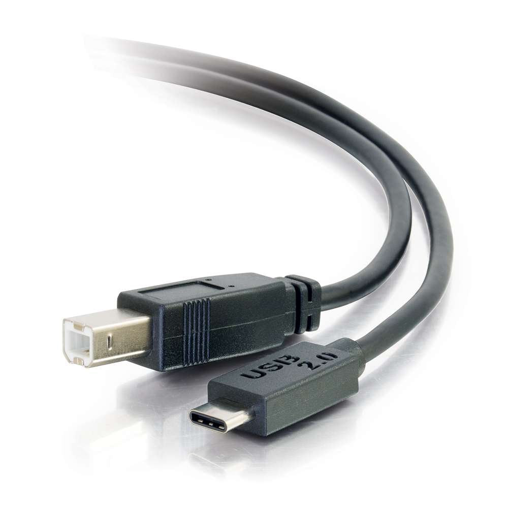 C2G/Cables To Go 28859 USB 2.0 USB-C to USB-B Cable Male/Male (6 Feet) Thunderbolt 3, Tablet, Chromebook Pixel, Samsung Galaxy TabPro S, LG G6
