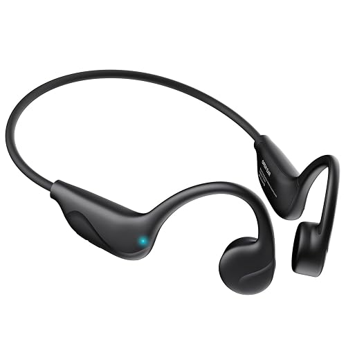 Pupabiflor Bone Conduction Headphones,Bluetooth V6.0 Bone Conduction Earbuds with Mic,Open Ear Headphones 12Hrs Playtime,Wireless IPX5 Waterproof