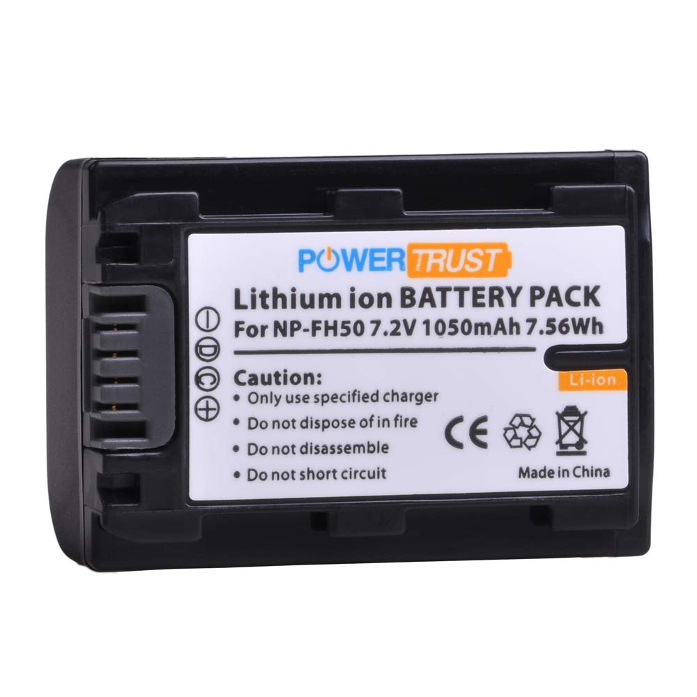 PowerTrust 1X Battery NP-FH50 FH50 and LED USB Charger for Sony NP-FH50 NP-FH40 NP-FH30 DSLR-A230 DSLR-A330 DSLR-A290 DSLR-A380 DSLR-A390 DSC-HX1