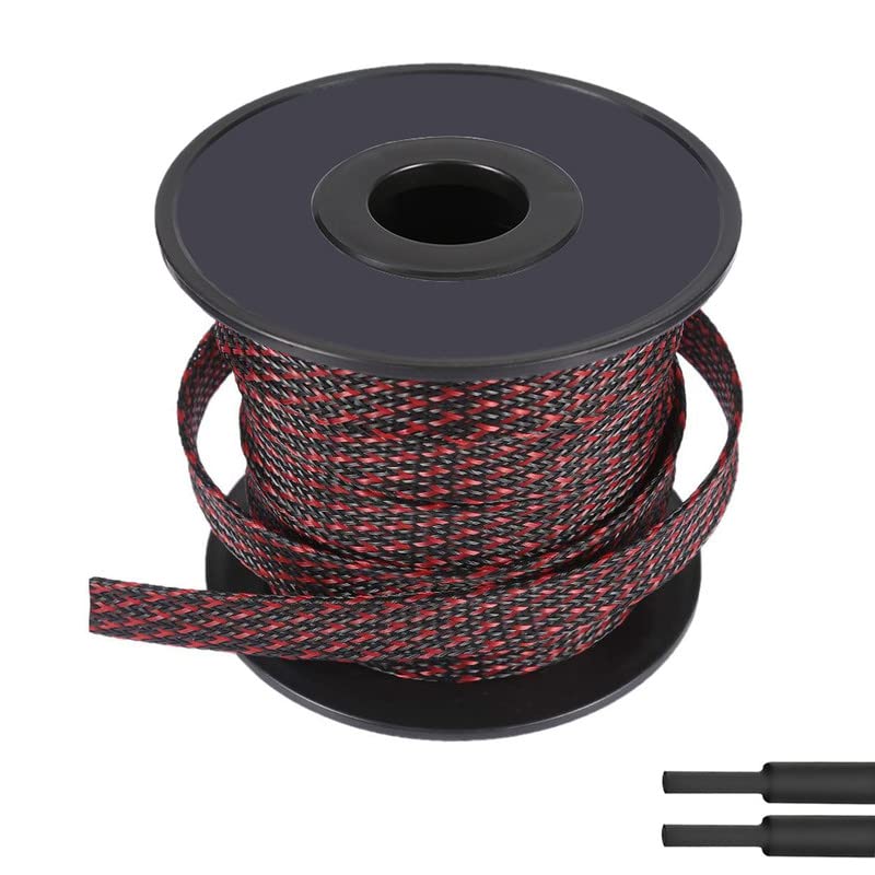 100ft - 1/8 inch Braided Cable Management Sleeve Cord Protector PET Expandable Braided Sleeving-Self-Wrapping Wire Loom for TV/Computer/Home