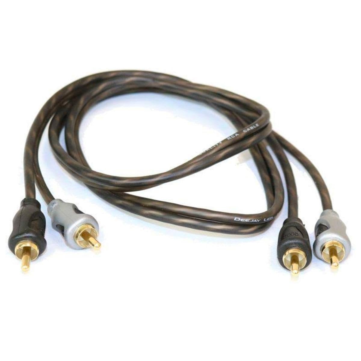 DEEJAYLED 17-Ft RCA Cable - RCA Male to RCA Male Audio Cable, EMI Protection, Flexible Soft Touch Construction, Suitable for Car Audio, Turntables, Amplifiers, Receivers, Cd Players, and Subwoofers