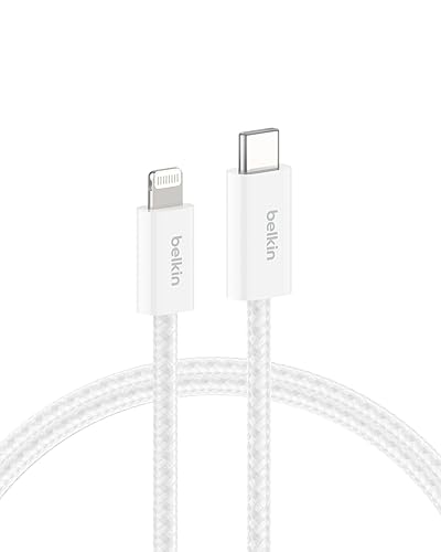 Belkin USB C Cable w/Lightning Connector, 6.6ft - Soft, Flexible Fast-Charging Cable, Lightning Charger Cord for iPhone 14 & Earlier Series, iPad 9th…