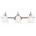 Globe Electric 50783 23" 3-Light Vanity Light, Satin Nickel, Alabaster Glass Shades, Beauty Room Accessories, Bathroom Lights Over Mirror, Makeup