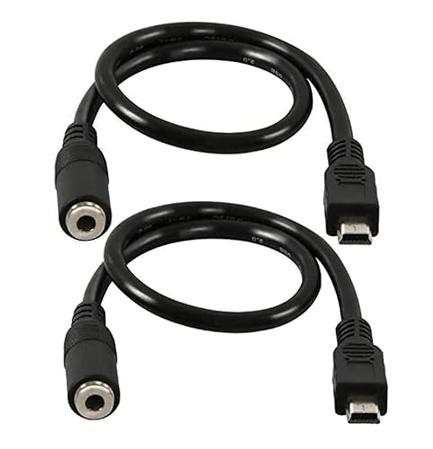 Wpeng Qaoquda (2-Pack) Mini USB Male to 3.5mm Female Audio Cable for Active Clip Mic Microphone Adapter Cord-1Feet