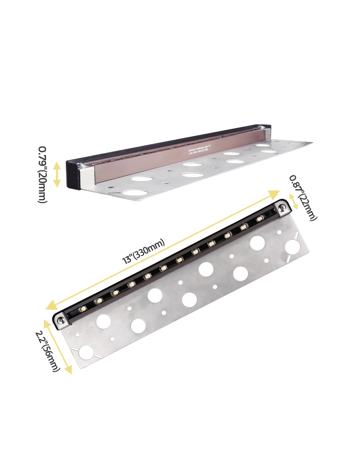 COLOER 13 Inch LED Hardscape Lighting, Retaining Wall Lights, 12V AC/DC Low Voltage Paver Light, 2.5W Outdoor Step Lights, IP65 Waterproof Stair