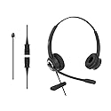 Office Phone Headset HD Voice for Aastra Allworx AltiGen Digium IPitomy Telephones, RJ9 & 3.5mm Adapter Cable (Binaural)