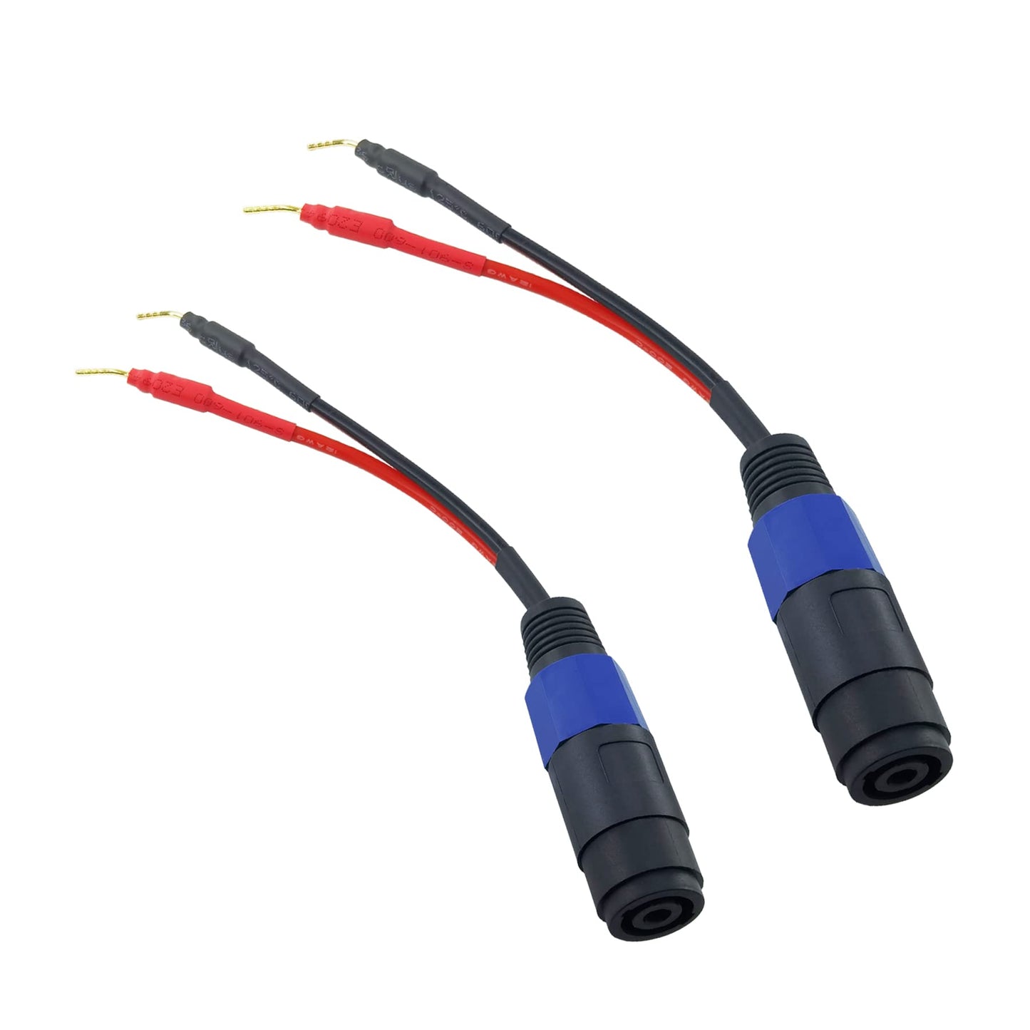 WJSTN Banana Plug to Female Speakon Speaker Adapter Cable 2mm Banana Plug Closed Screws Connectors to Speakon Speaker 6 inches 2 Pack