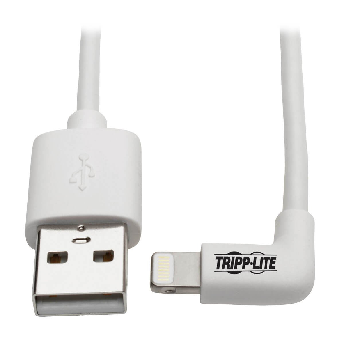 Tripp Lite Right-Angle Lightning to USB Sync Charging Cable for iPhone iPad Apple White MFI Certified 6' (M100-006-LRA-WH)