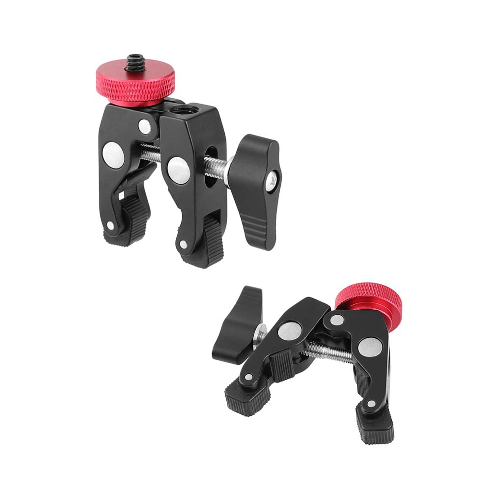 Kayulin Crab Clamp Holder with 1/4" Screw Adapter for Studio Flash Light Camera Tripod (Black, 2 Pieces)