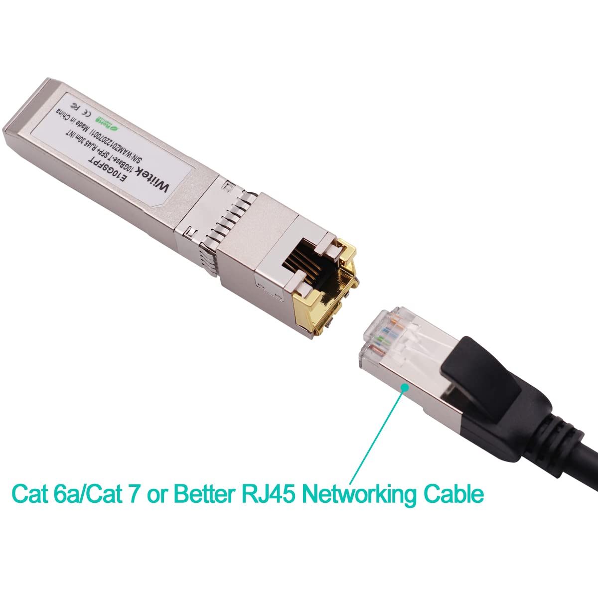 Wiitek 10G SFP+ to RJ45 Copper Modules, 1.25G/2.5G/5G/10GBase-T Ethernet Copper to SFP+ Transceiver Compatible for Intel E10GSFPT(Cat 6a/7 or Better