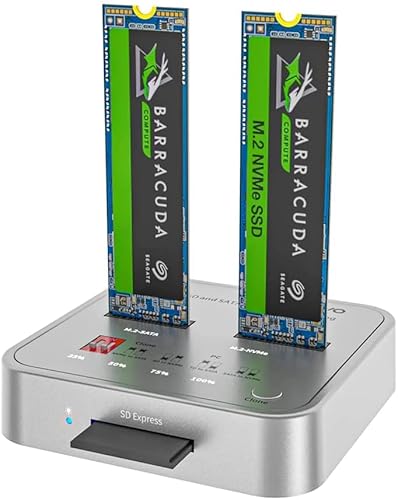 MAIWO K3016CL M.2 SATA/NVMe Docking Station, 10Gbps USB-C SSD Duplicator with SD Express Slot, One-Key Offline Clone, Dual M.2 SSD Reader & Writer