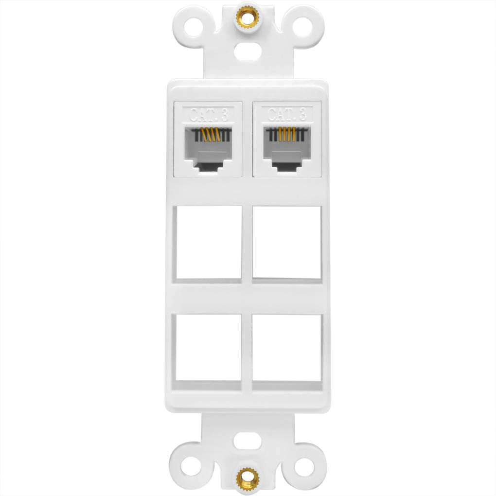 NECABLES 5Pack CAT3 Telephone Keystone Jack Phone Keystone Coupler RJ11 6P4C Female to Female White