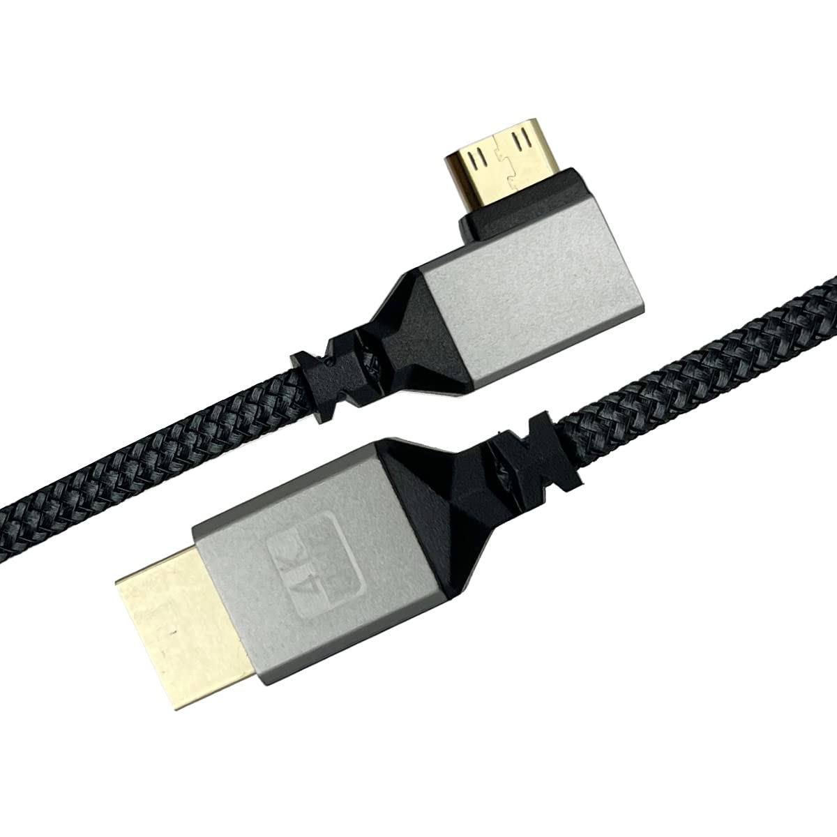 Seadream 4K Angled Mini HDMI to HDMI Cable HDMI 2.0 Male to Mini HDMI Male Braided Cable 4K 60HZ,Gold Plated Aluminum Connector (Braided Right Angled)