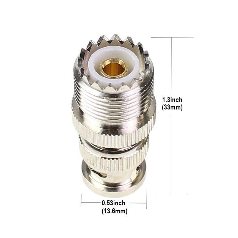 exgoofit BNC Male to UHF Female PL259 Female to BNC Male SO-239 RF Coaxial Coax Adapter 2Pcs