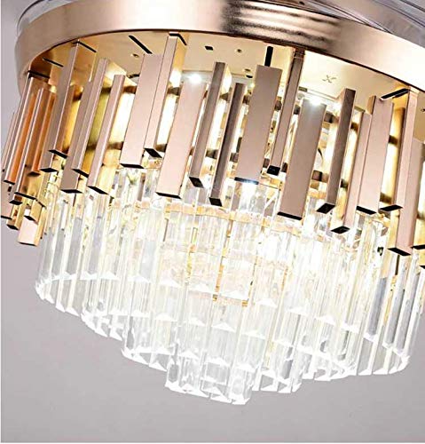 42" Luxury Crystal Ceiling Fan with Lights Retractable Blade Ceiling Fan with Remote Control Modern Fandelier Ceiling Fan Chandelier with Lighting
