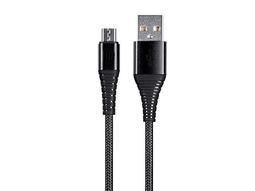 Monoprice USB 2.0 Micro B to Type A Charge & Sync Cable - 3 Feet - Black | Nylon-Braid, Durable, Kevlar-Reinforced - AtlasFlex Series