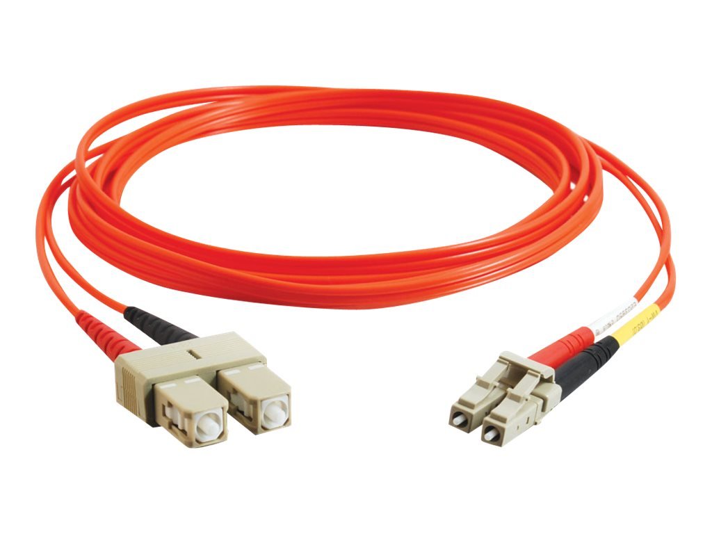 C2G 33154 OM1 Fiber Optic Cable - LC-SC 62.5/125 Duplex Multimode PVC Fiber Cable, Orange (3.3 Feet, 1 Meter)