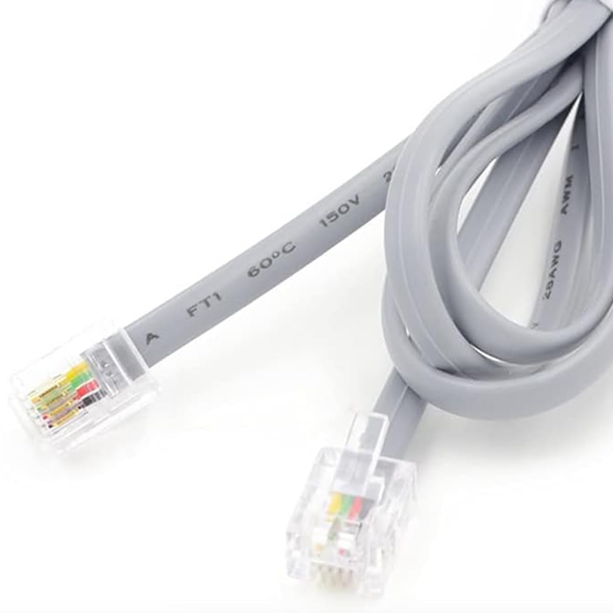 NEORTX RJ11 to RJ11 Cable 5ft, 1.5 Meters Phone Cord Telephone Line Extension Cord Cable Wire Male to Male RJ11 6P4C Modular Plug for Landline