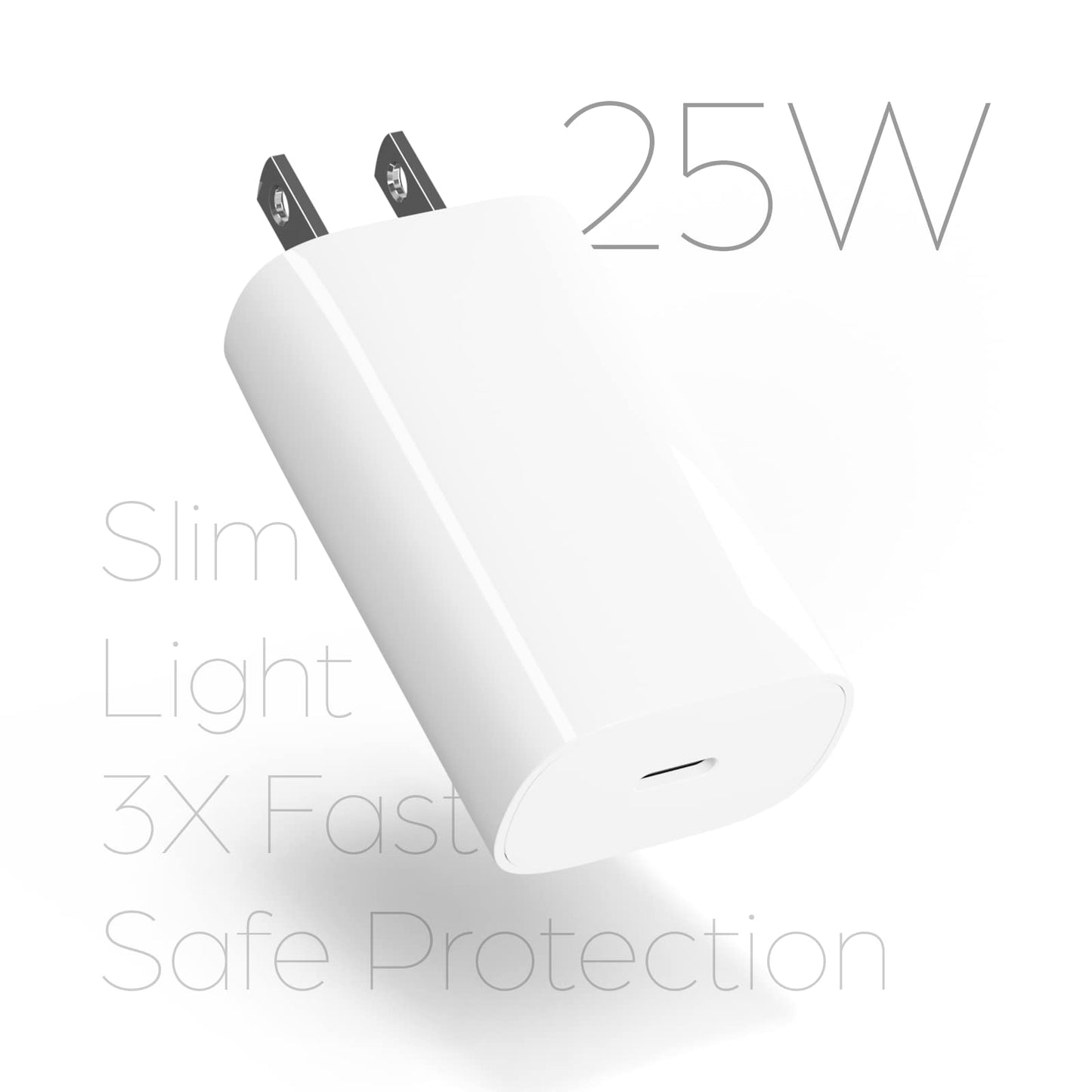 SOLUM 25W USB C Slim Charger Block Lightening Fast Wall Charging Adapter Single Port Plug Compatible with iPhone 16 15 14 13 12, Samsung S25 S24 S23