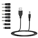 LIANSUM USB to DC 5V Power Cord, Universal DC 5.5x2.1mm Cable with 8 Connectors (6.4x4.4, 5.5x2.5, 4.8x1.7, 4.0x1.7, 3.5x1.35, 2.5x0.7, Micro USB
