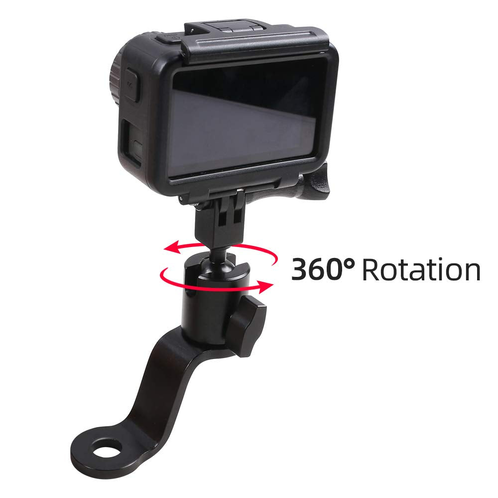 SKEZN Aluminum Mount Holder for GoPro Hero 12 Black, 11/10/9/8 & DJI Osmo Action Cameras - Portable Electronic Device Mount - Motorcycle Rearview