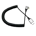 Seadream Mini HDMI to HDMI Cable,Coiled Angled Mini HDMI Male to HDMI Male Converter Adapter Cable, Support 3D, 4K@60HZ 18Gbps 1080P Resolution
