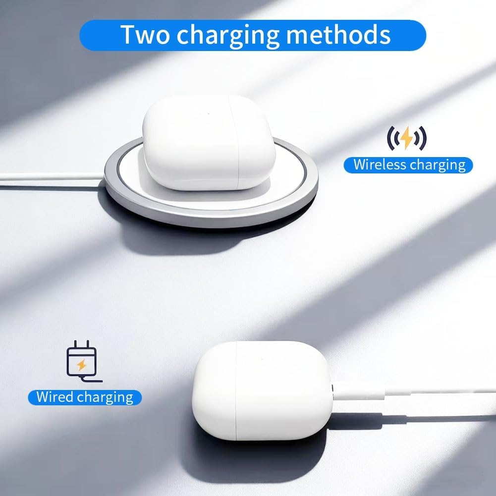 Replacement Charging Case Compatible with AirPods Pro 3 Generation, Wireless & Wired Charging Case with Bluetooth Pairing Sync Button Earbuds Not