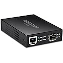 TRENDnet 10GBASE-T to SFP+ Fiber Media Converter, TFC-10GSFP, 1 x 10G RJ-45 Port, 1 x 10Gbps SFP+ Slot, NDAA & TAA Compliant, Power Adapter Included