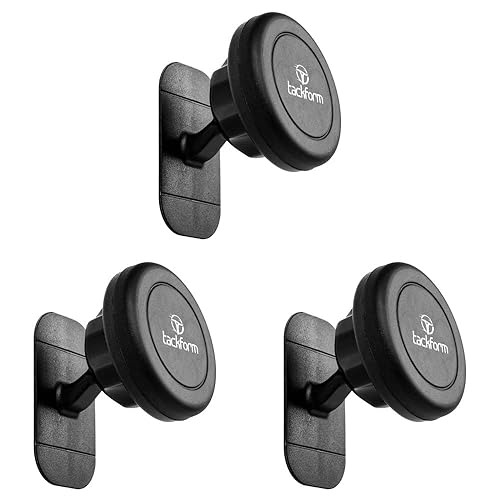 Tackform Three Pack of Magnetic Phone Mounts, Universal Stick-On Dashboard Magnet Mount and Cell Phone Holder - Great for Car, Home and Office