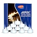 AGPTEK Tea Lights with Flicker,100 Pack Flickering Flameless LED Candles Battery Operated Tealight Candles Long Lasting Tealight for Wedding Holiday