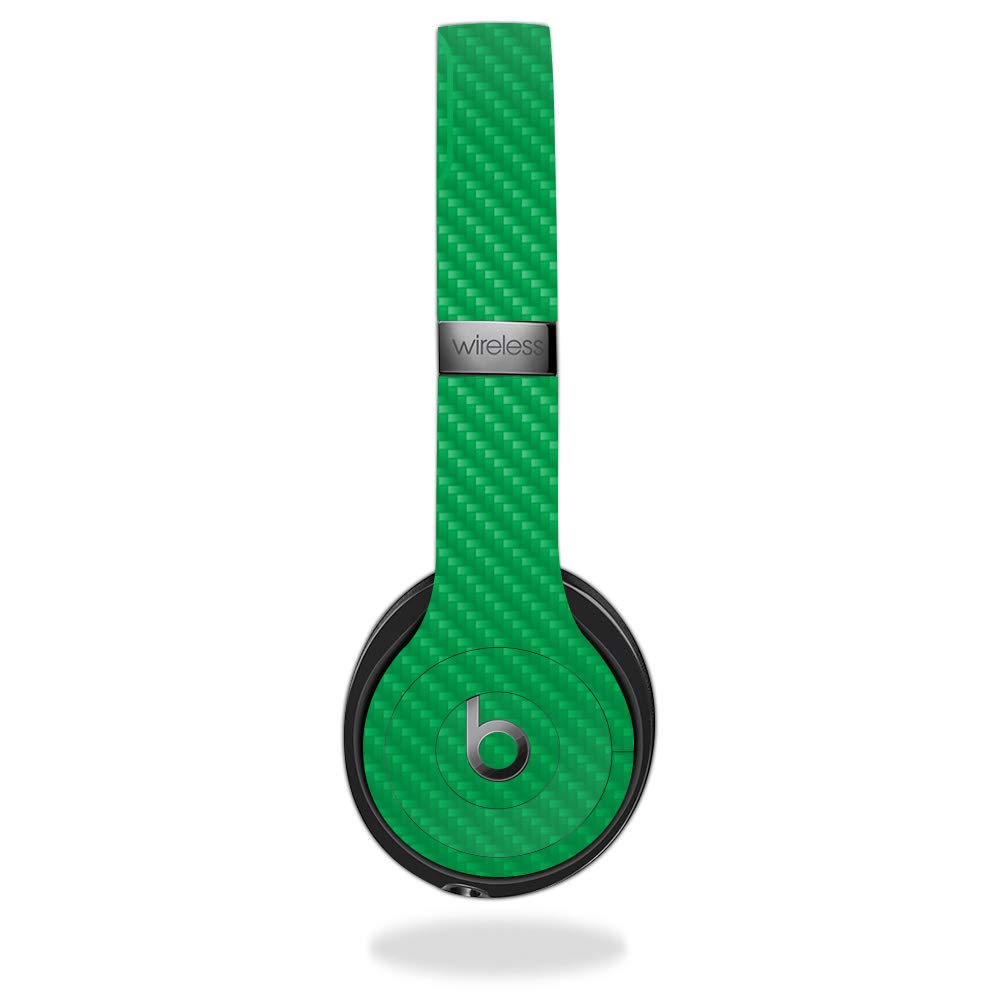 MightySkins Carbon Fiber Skin for Beats by Dr. Dre Solo 3 Wireless - Solid Green | Protective, Durable Textured Carbon Fiber Finish | Easy to Apply…