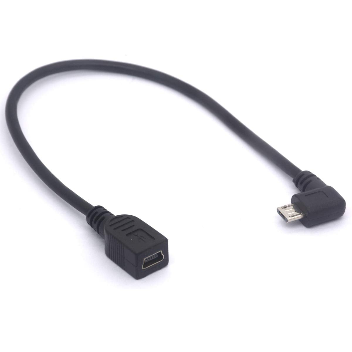 PIIHUSW Right Angle Micro USB to Mini USB Female Cable Extender - 90 Degree B Micro USB Male to Mini Female Connector Adapter for MP3 Camera…