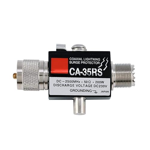 Tosuny CA-35RS 50? 200W Coaxial Lightning Surge Protector/Arrestor DC 230V Full Lightning Protection Male to Female UHF/UHF Connector